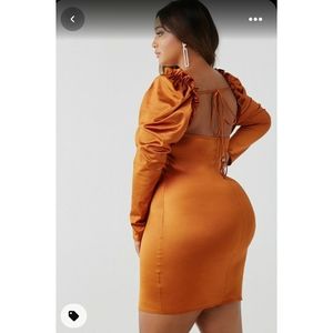Satin Puff-Sleeve Mini Dress